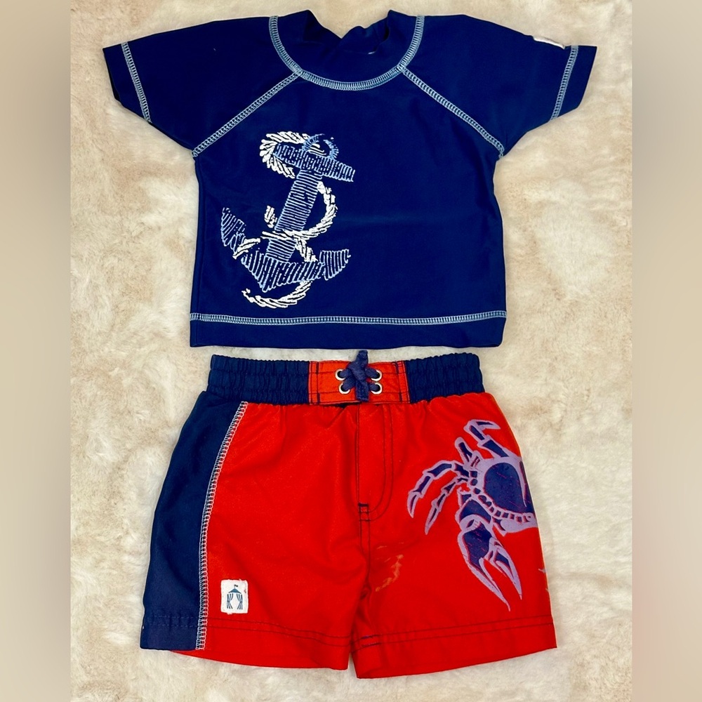 Cabana Life Navy and Red Kids' Swim Set